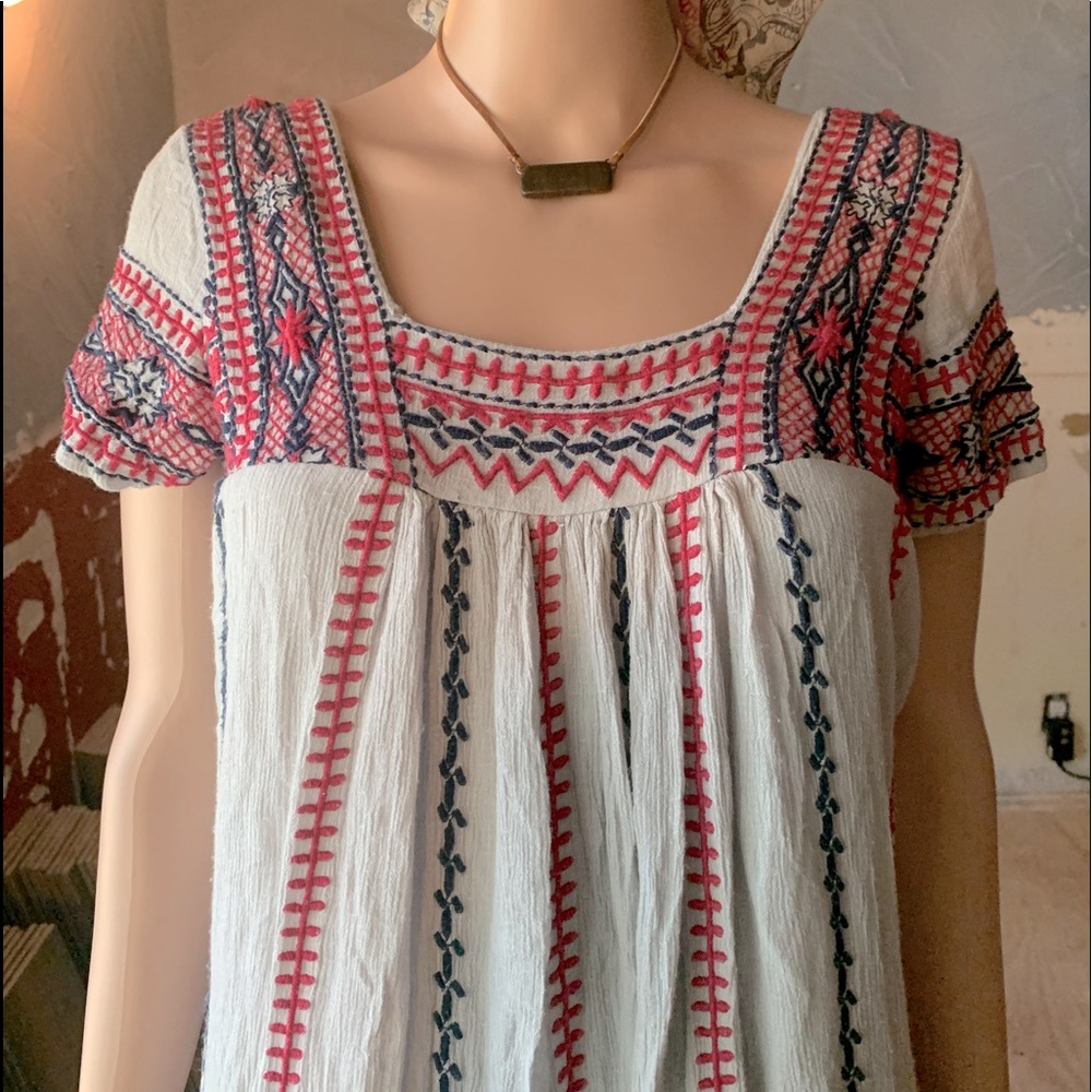 Short embroidered boho summer dress